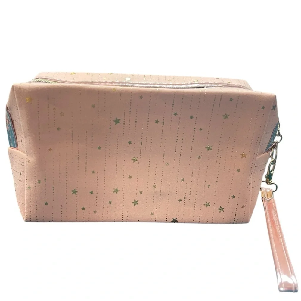 Star Pattern Cosmetic Bag Pink Gold